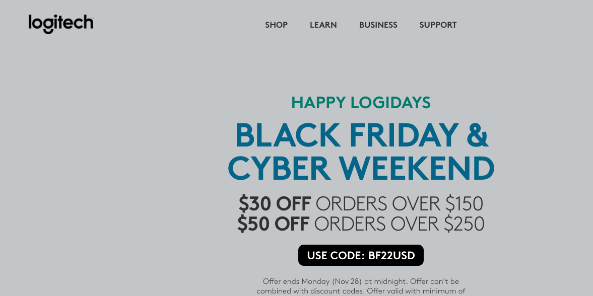 Logitech black friday and Cyber monday deals