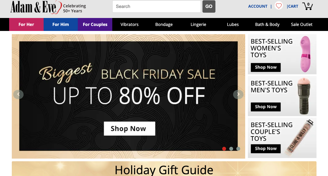 Biggest black friday sale up to 80% off at adam and eve