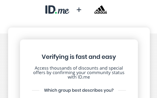 Verify your identity to receive the adidas military discount, student discount, or first responder discount