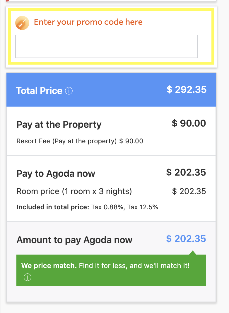 Apply your Agoda promo code to save on your reservation
