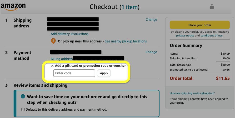 How to apply an amazon promo code at checkout