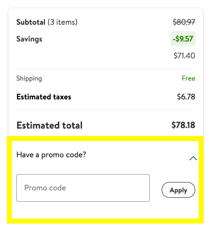 Apply your Walmart promo code at checkout for the biggest savings! 